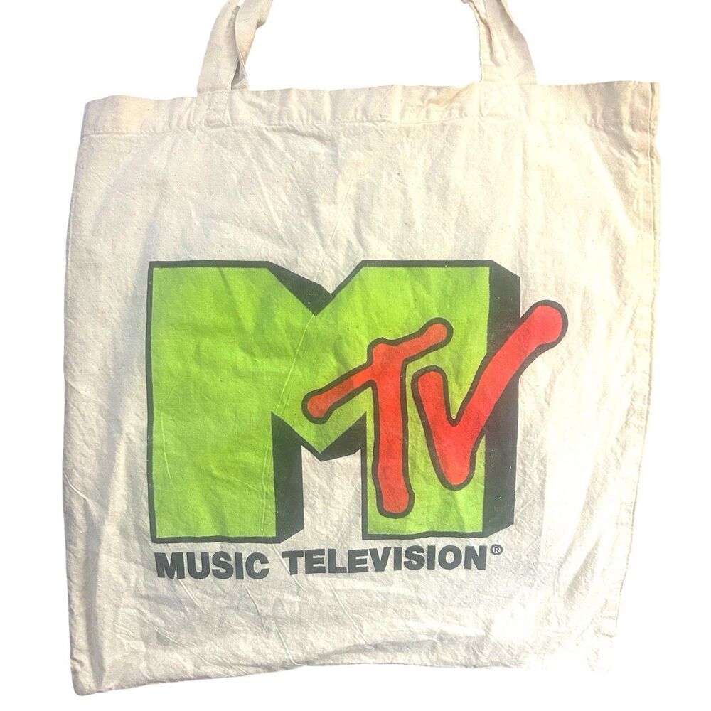 Vintage MTV VH1 Promo Tote Bag Late 80s 90s Double Sided Canvas Rare